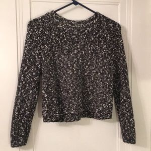 Cropped Black and White Knitted Sweater